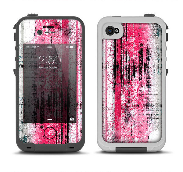 The Vintage Worn Pink Paint Apple iPhone 4-4s LifeProof Fre Case Skin Set