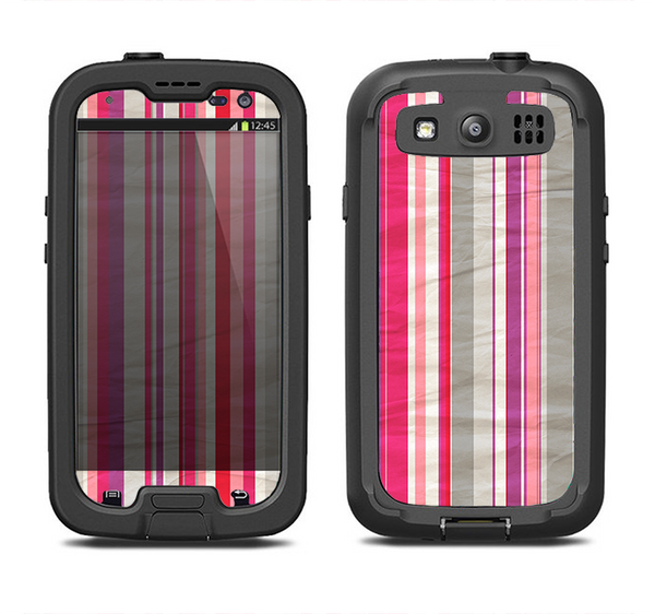 The Vintage Wrinkled Color Tall Stripes Samsung Galaxy S3 LifeProof Fre Case Skin Set