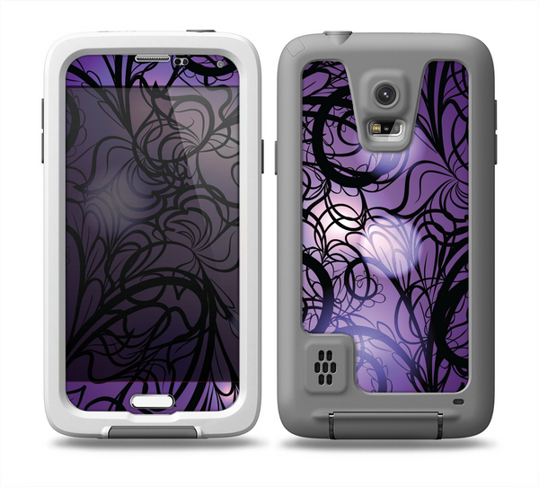 The Violet with Black Highlighted Spirals Skin Samsung Galaxy S5 frē LifeProof Case