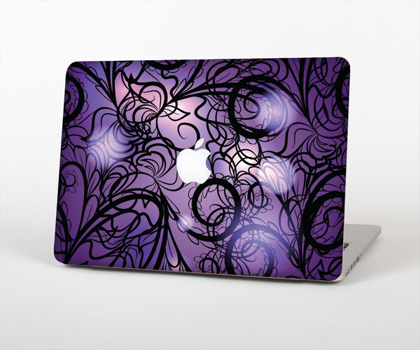 The Violet with Black Highlighted Spirals Skin Set for the Apple MacBook Pro 13" with Retina Display