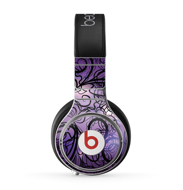 The Violet with Black Highlighted Spirals Skin for the Beats by Dre Pro Headphones