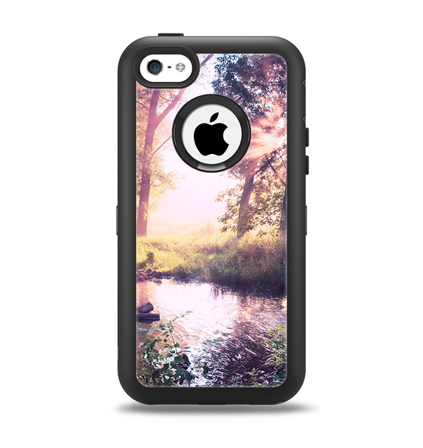 The Vivid Colored Forrest Scene Apple iPhone 5c Otterbox Defender Case Skin Set