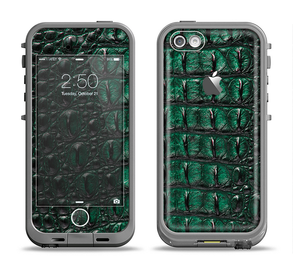 The Vivid Green Crocodile Skin Apple iPhone 5c LifeProof Fre Case Skin Set