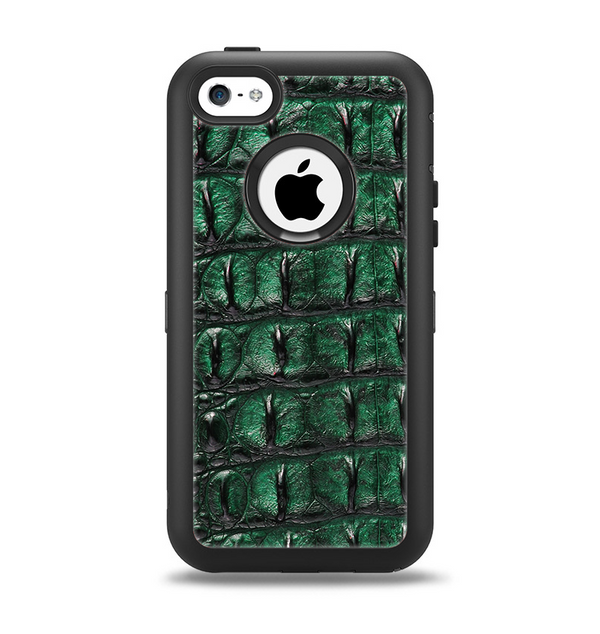 The Vivid Green Crocodile Skin Apple iPhone 5c Otterbox Defender Case Skin Set