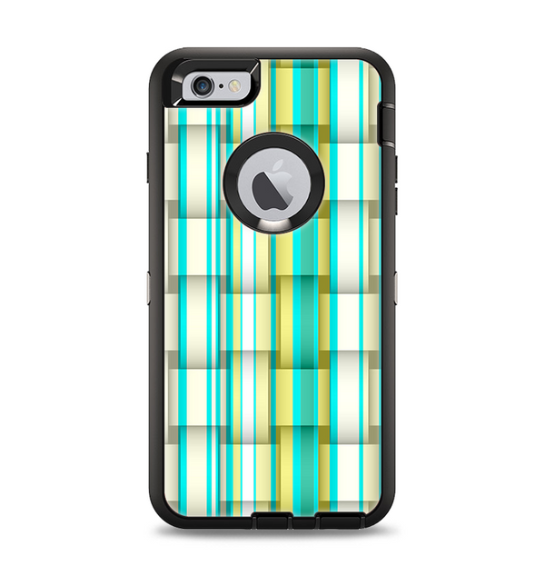 The Vivid Green and Yellow Woven Pattern Apple iPhone 6 Plus Otterbox Defender Case Skin Set