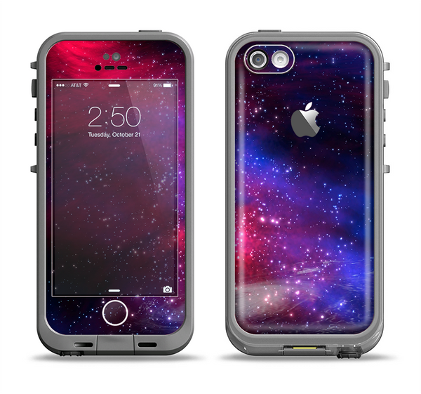 The Vivid Pink Galaxy Lights Apple iPhone 5c LifeProof Fre Case Skin Set