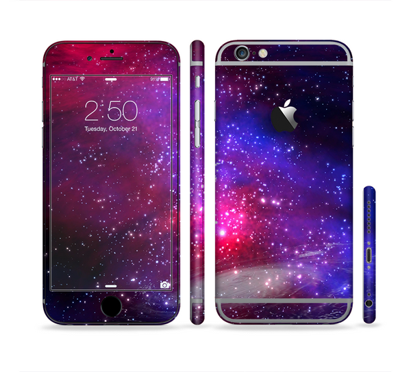 The Vivid Pink Galaxy Lights Sectioned Skin Series for the Apple iPhone 6 Plus