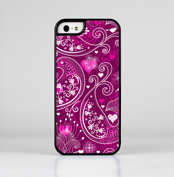 The Vivid Pink and White Paisley Birds Skin-Sert Case for the Apple iPhone 5/5s