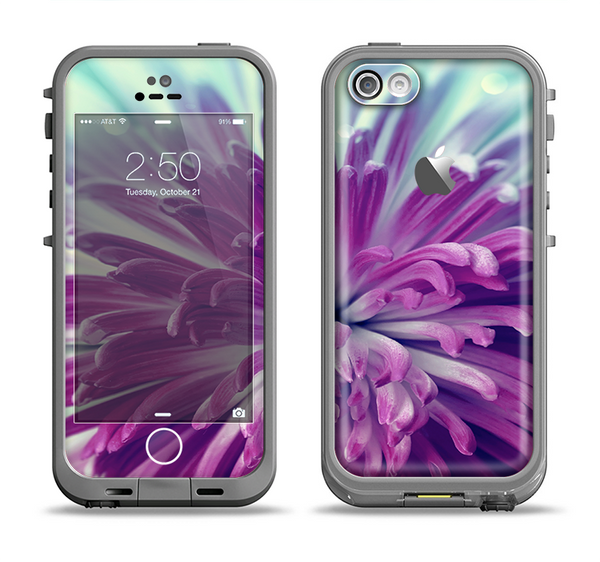 The Vivid Purple Flower Apple iPhone 5c LifeProof Fre Case Skin Set