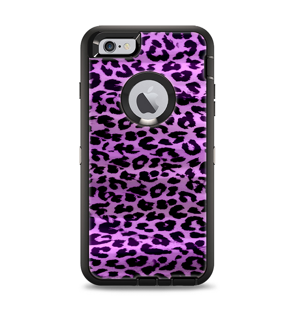 The Vivid Purple Leopard Print Apple iPhone 6 Plus Otterbox Defender Case Skin Set