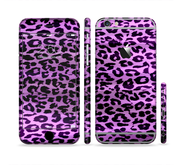 The Vivid Purple Leopard Print Sectioned Skin Series for the Apple iPhone 6 Plus