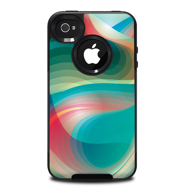 The Vivid Turquoise 3D Wave Pattern Skin for the iPhone 4-4s OtterBox Commuter Case