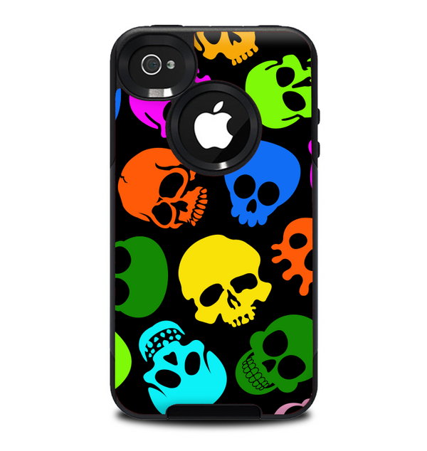 The Vivid Vector Neon Skulls Skin for the iPhone 4-4s OtterBox Commuter Case