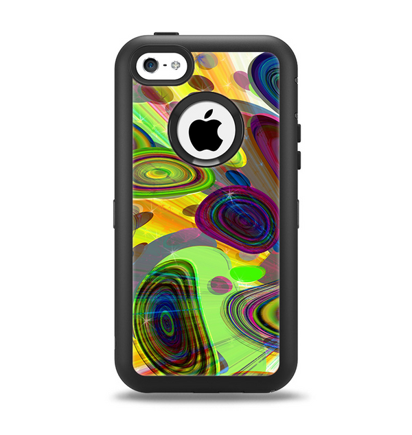 The Warped Colorful Layer-Circles Apple iPhone 5c Otterbox Defender Case Skin Set