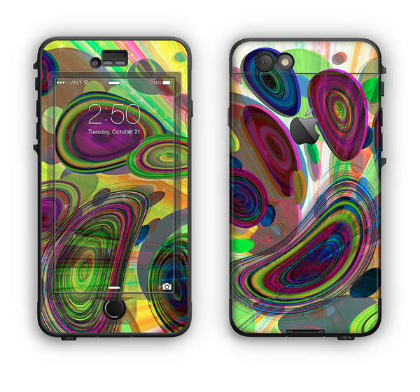 The Warped Colorful Layer-Circles Apple iPhone 6 LifeProof Nuud Case Skin Set