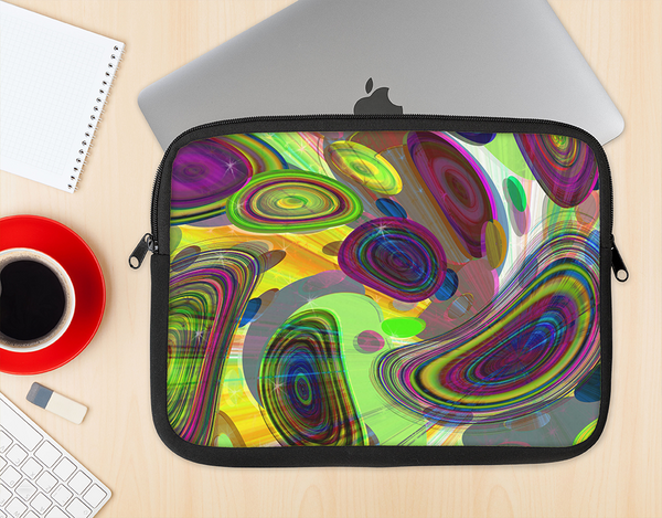 The Warped Colorful Layer-Circles Ink-Fuzed NeoPrene MacBook Laptop Sleeve