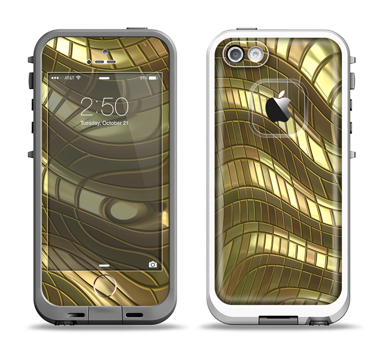 The Warped Gold-Plated Mosaic Apple iPhone 5-5s LifeProof Fre Case Skin Set