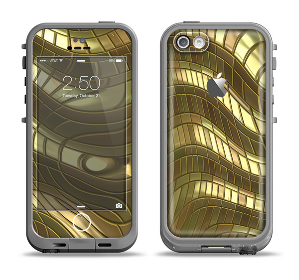 The Warped Gold-Plated Mosaic Apple iPhone 5c LifeProof Fre Case Skin Set