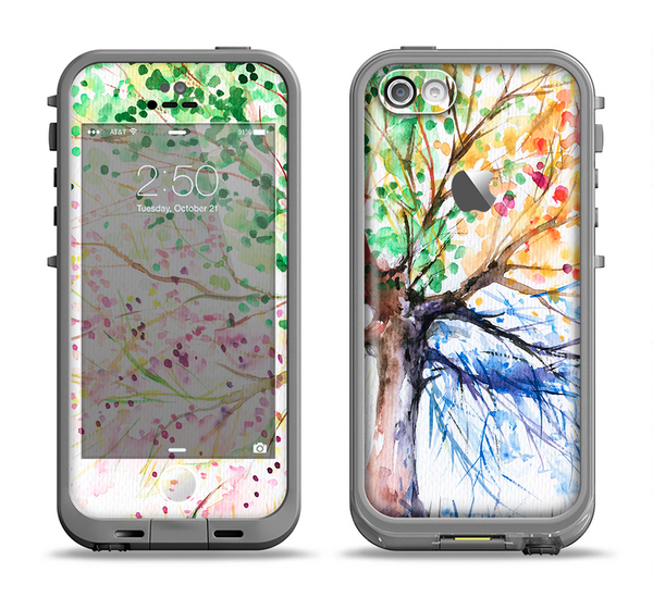 The WaterColor Vivid Tree Apple iPhone 5c LifeProof Fre Case Skin Set