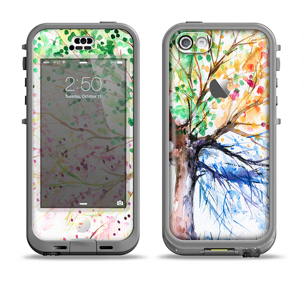 The WaterColor Vivid Tree Apple iPhone 5c LifeProof Nuud Case Skin Set