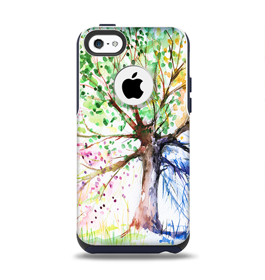 The WaterColor Vivid Tree Apple iPhone 5c Otterbox Commuter Case Skin Set