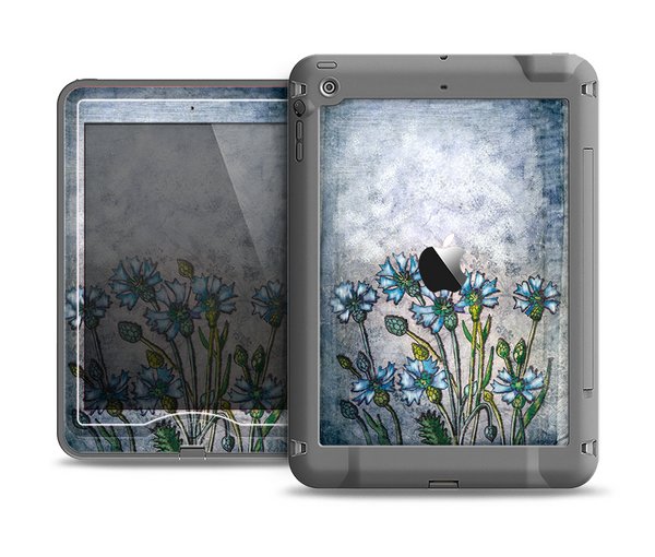 The Watercolor Blue Vintage Flowers Apple iPad Mini LifeProof Nuud Case Skin Set