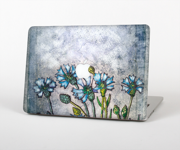 The Watercolor Blue Vintage Flowers Skin Set for the Apple MacBook Air 11"