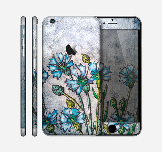 The Watercolor Blue Vintage Flowers Skin for the Apple iPhone 6 Plus