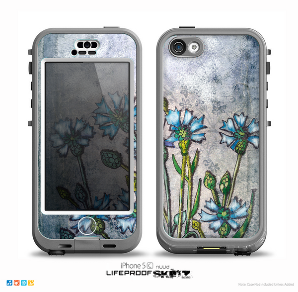 The Watercolor Blue Vintage Flowers Skin for the iPhone 5c nüüd LifeProof Case