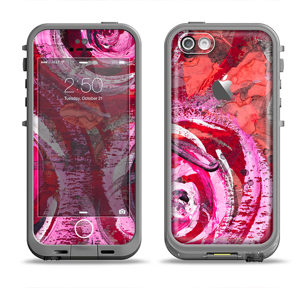 The Watercolor Bright Pink Floral Apple iPhone 5c LifeProof Fre Case Skin Set