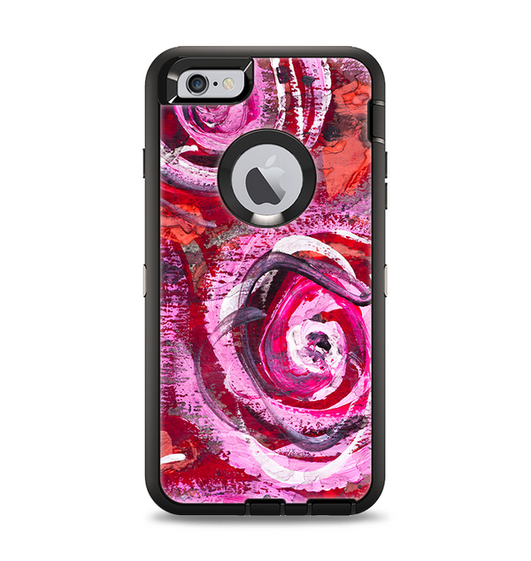 The Watercolor Bright Pink Floral Apple iPhone 6 Plus Otterbox Defender Case Skin Set
