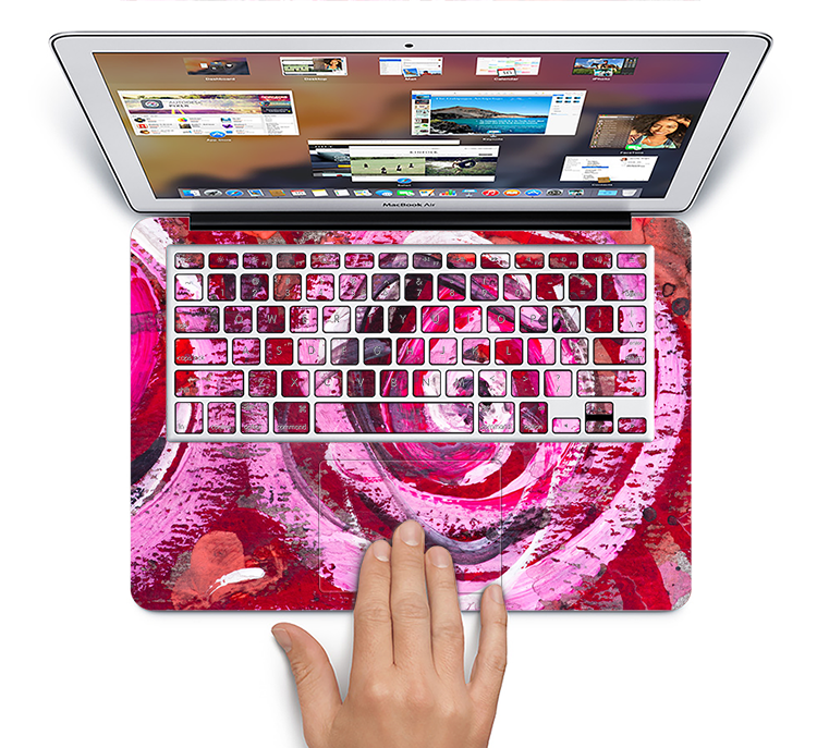 The Watercolor Bright Pink Floral Skin Set for the Apple MacBook Pro 13" with Retina Display