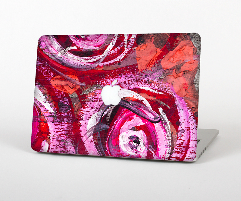The Watercolor Bright Pink Floral Skin Set for the Apple MacBook Pro 13" with Retina Display