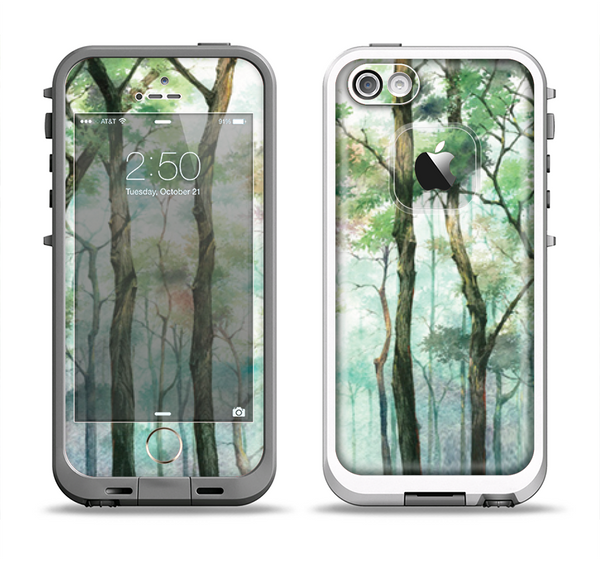 The Watercolor Glowing Sky Forrest Apple iPhone 5-5s LifeProof Fre Case Skin Set