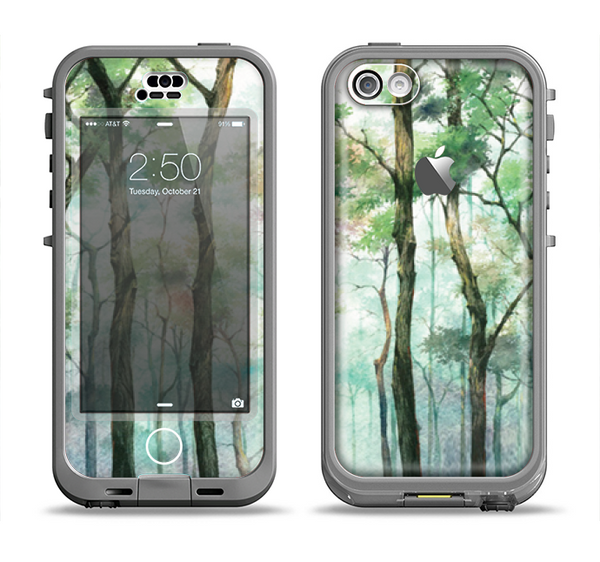 The Watercolor Glowing Sky Forrest Apple iPhone 5c LifeProof Nuud Case Skin Set
