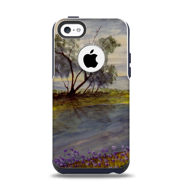 The Watercolor River Scenery Apple iPhone 5c Otterbox Commuter Case Skin Set