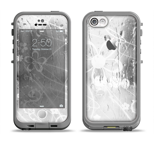 The Watered Floral Glass Apple iPhone 5c LifeProof Fre Case Skin Set