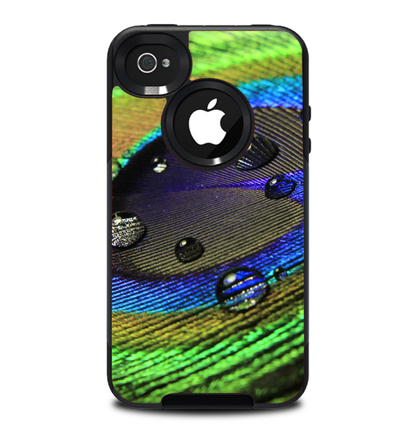 The Watered Neon Peacock Feather Skin for the iPhone 4-4s OtterBox Commuter Case