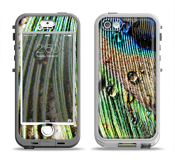 The Watered Peacock Detail Apple iPhone 5-5s LifeProof Nuud Case Skin Set