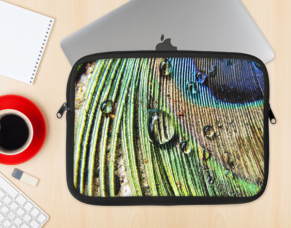 The Watered Peacock Detail Ink-Fuzed NeoPrene MacBook Laptop Sleeve