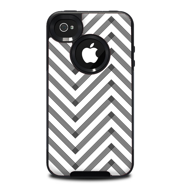 The White & Black Sketch Chevron Skin for the iPhone 4-4s OtterBox Commuter Case