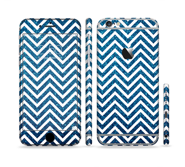 The White & Blue Glitter Print Sharp Chevron Sectioned Skin Series for the Apple iPhone 6