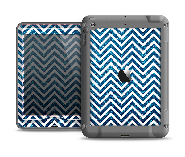 The White & Blue Glitter Print Sharp Chevron Apple iPad Air LifeProof Nuud Case Skin Set