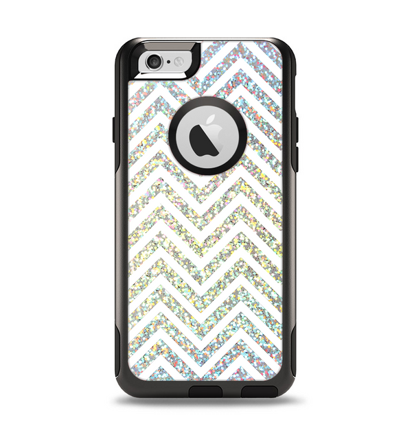 The White & Confetti Glitter print Sharp Chevron Apple iPhone 6 Otterbox Commuter Case Skin Set