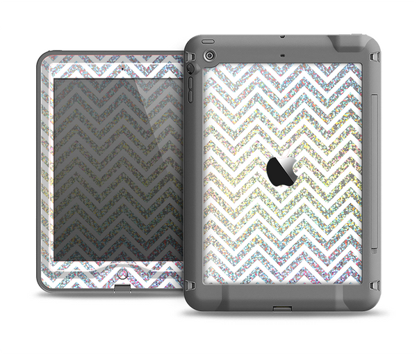The White & Confetti Glitter Print Sharp Chevron Apple iPad Air LifeProof Nuud Case Skin Set
