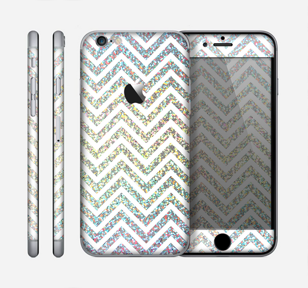 The White & Confetti Glitter Print Sharp Chevron Skin for the Apple iPhone 6