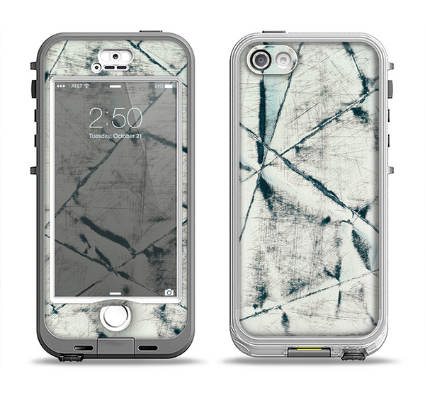 The White Cracked Woven Texture Apple iPhone 5-5s LifeProof Nuud Case Skin Set