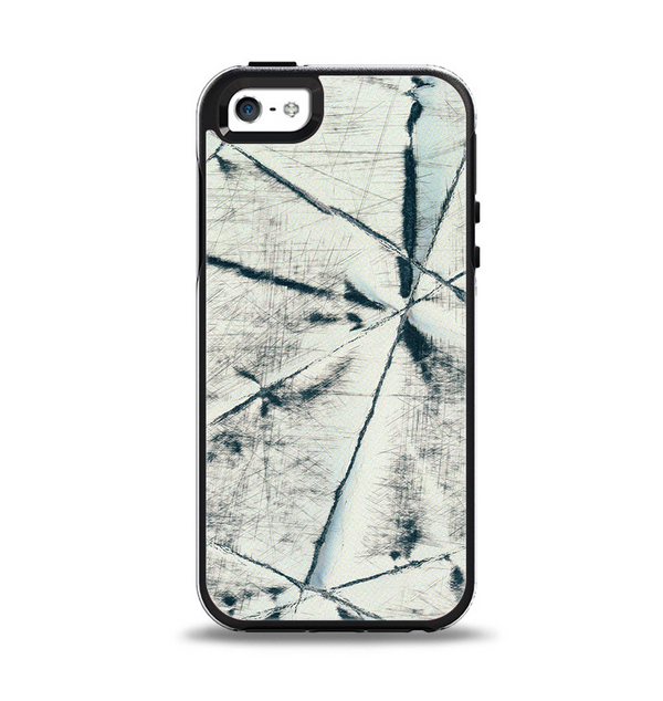 The White Cracked Woven Texture Apple iPhone 5-5s Otterbox Symmetry Case Skin Set