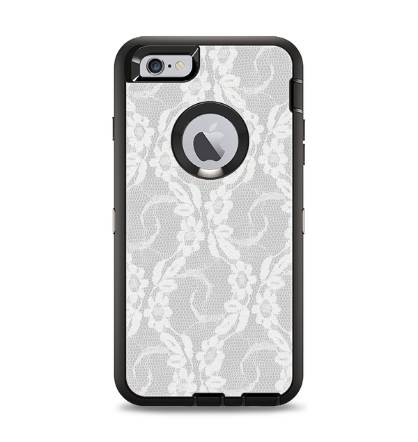The White Floral Lace Apple iPhone 6 Plus Otterbox Defender Case Skin Set