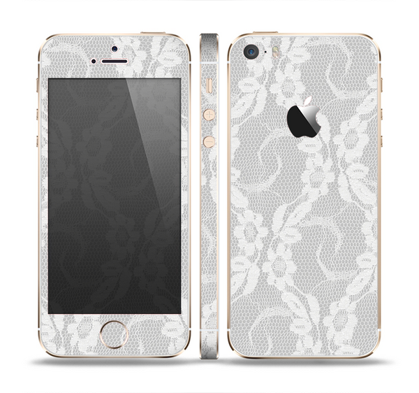 The White Floral Lace Skin Set for the Apple iPhone 5s